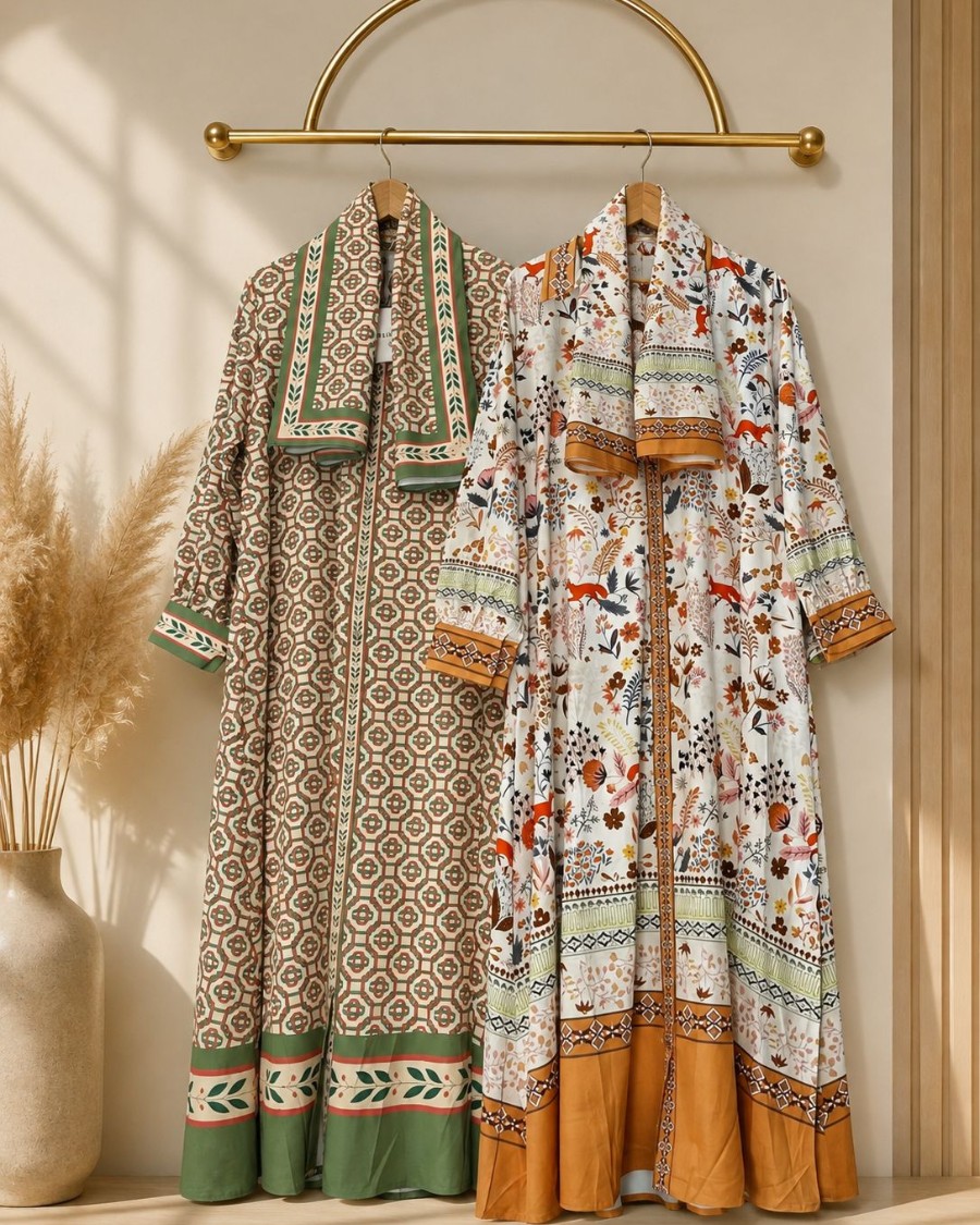 Gamis Motif Floral Ethnic